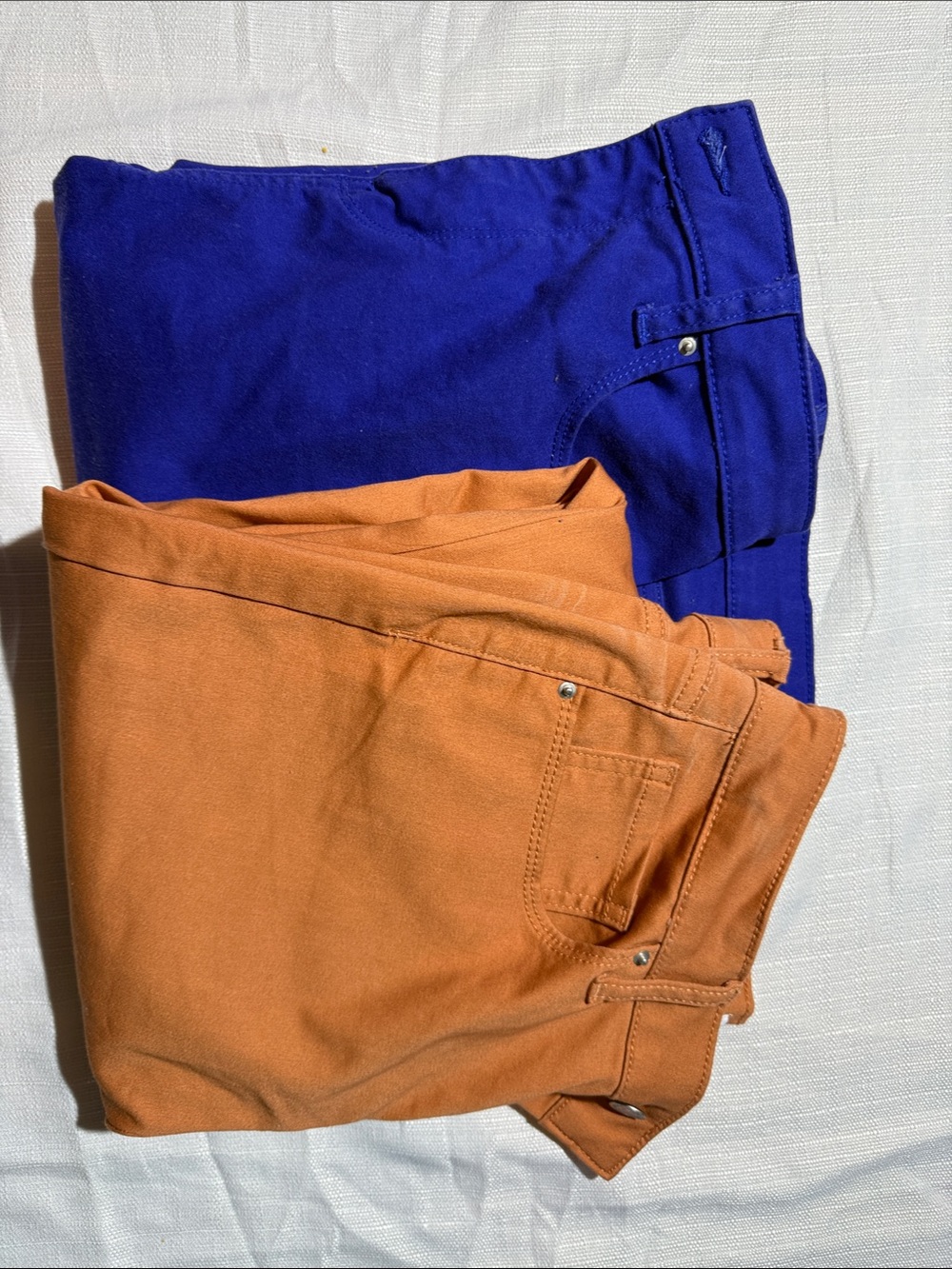 2 Pairs- Zenana Outfitters Women’s Skinny Jeans - Royal Blue & Burnt Orange